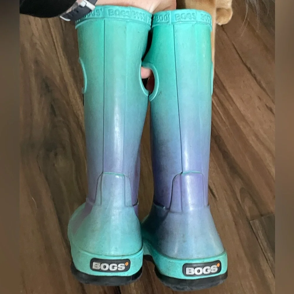 Bogs Kids Mint Green & Lavender Gradient Waterproof Rain Boots